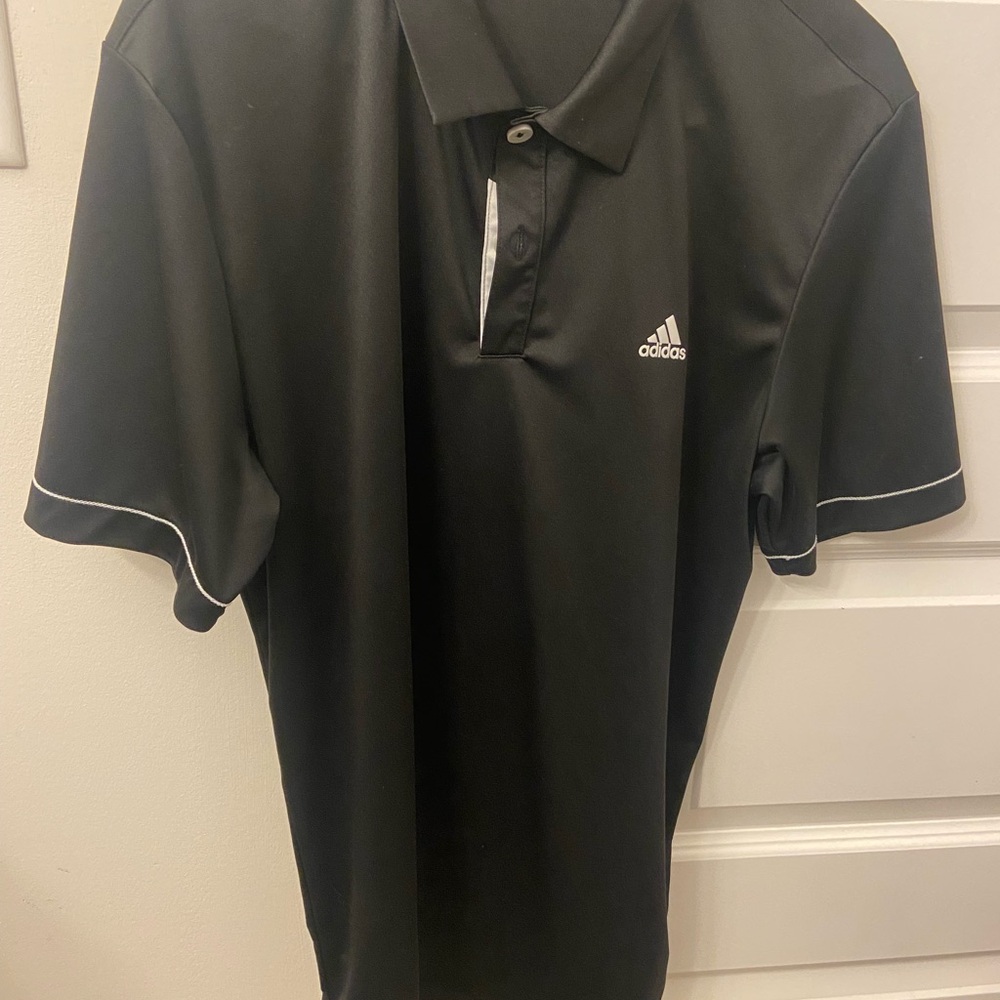 Adidas Men's Polo Shirt in Black with White Accents